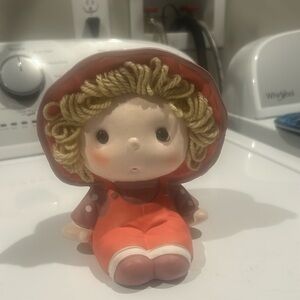 Beautiful Vintage girl bank with yarn hair Ceramic Rare made in Japan exc con